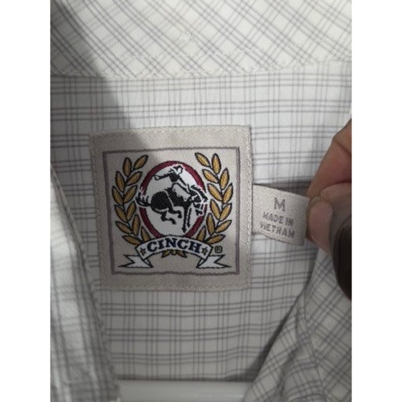 CINCH Mens Plaid Short Sleeve Button Down Shirt Size M Western Cowboy Casual - Picture 3 of 9